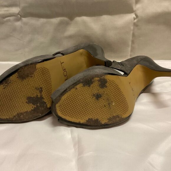 Ann Taylor LOFT, Ladi Open Toe Bootie, Gunmetal Grey, 6.5M - Picture 4 of 7